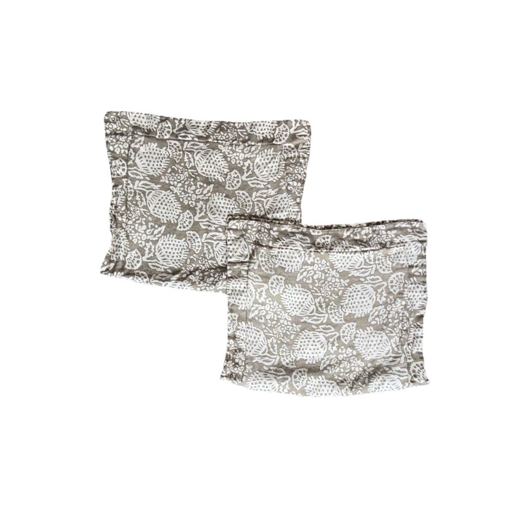 Pair Schumacher King Shams Pillowcases Pomegranate Print Taupe Brown Luxury 2